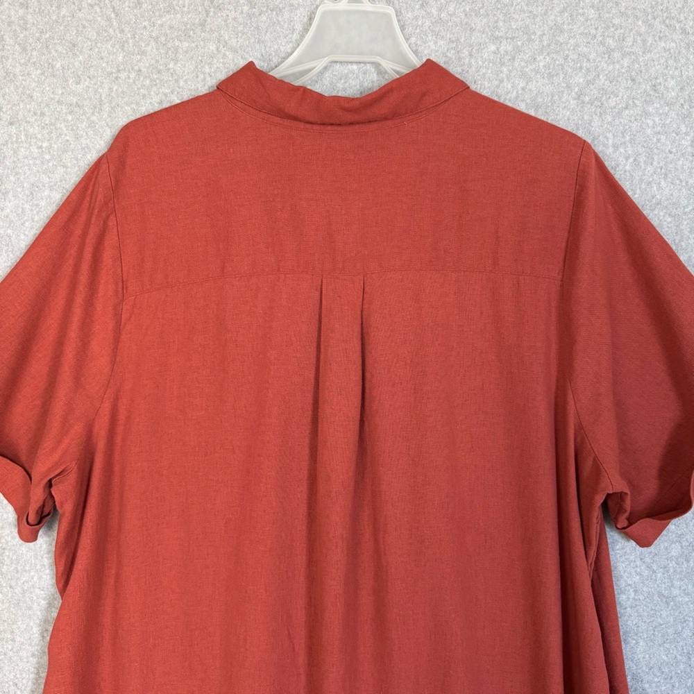 Old Navy Shirt Dress XL Tall Orange Linen Blend Button Up Beachy Boho READ - Picture 9 of 16